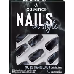 Essence nails in style Unghie per dita della mano Nero, Grigio, Bianco Fantasia 12 pz