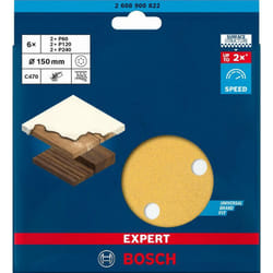Dischi abrasivi per legno e vernice BOSCH EXPERT C470 - Ø150 mm G60/120/240 - 6 dischi - 2608900822