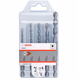 Set di 5 punte da calcestruzzo HEX-5 La punta HEX-5 garantisce la massima durata utile durante la foratura di calcestruzzo e ...