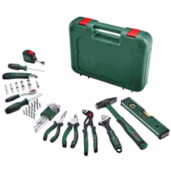 Il set di utensili comprende: 1x pinze universali 1x pinze a becchi lunghi 1x pinze a pappagallo 1x cricchetto con attacco da ...