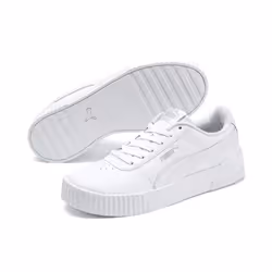 PUMA Carina Leather, Femmina, Adulto, Sneaker alla moda, Bianco, Monocromatico, Chiusura con lacci