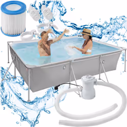 Avanti, tutti al fresco in acqua: createvi in giardino la vostra personale piscina all’aperto con la piscina di tectake. La p ...