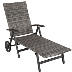 TecTake 403219 sedia a sdraio Grigio Alluminio, Legno, Plastica