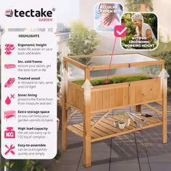 TecTake 403251 letto da giardino rialzato Marrone