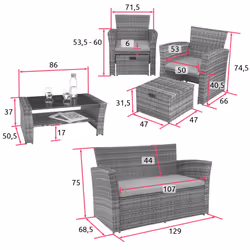TecTake 403279 set mobili da esterno Grigio - Vista aggiuntiva 8