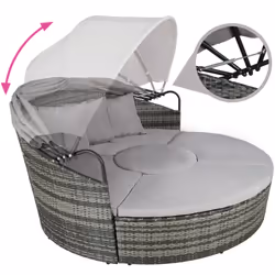 TecTake 403281 sedia a sdraio Grigio Poliestere, Acciaio