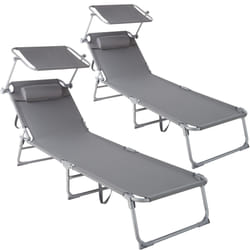 TecTake 403414 sedia a sdraio Grigio Poliestere, Acciaio