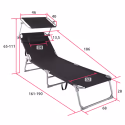 TecTake 403415 sedia a sdraio Nero Poliestere, Acciaio - Vista aggiuntiva 6