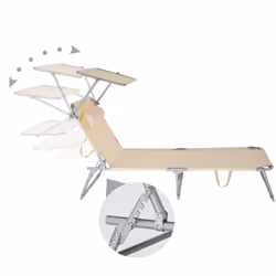 TecTake 403417 sedia a sdraio Beige Poliestere, Acciaio - Vista aggiuntiva 4