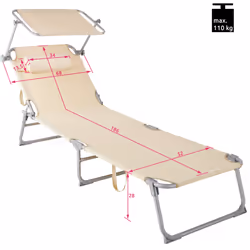 TecTake 403417 sedia a sdraio Beige Poliestere, Acciaio - Vista aggiuntiva 6