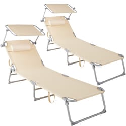 TecTake 403418 sedia a sdraio Beige Poliestere, Acciaio