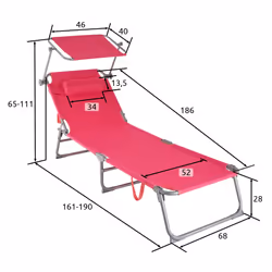 TecTake 403419 sedia a sdraio Rosa Poliestere, Acciaio - Vista aggiuntiva 6