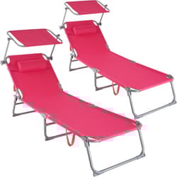 TecTake 403420 sedia a sdraio Rosa Poliestere, Acciaio