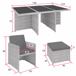 TecTake 403641 set mobili da esterno Grigio