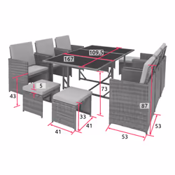 TecTake 403730 set mobili da esterno Grigio