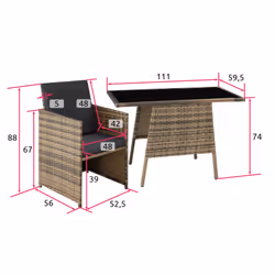 TecTake 403733 set mobili da esterno Marrone