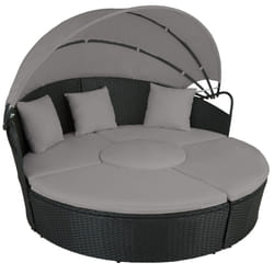 TecTake 404309 sedia a sdraio Nero, Grigio Poliestere, Acciaio