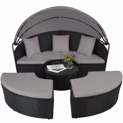 TecTake 404309 sedia a sdraio Nero, Grigio Poliestere, Acciaio