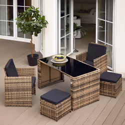TecTake 404330 set mobili da esterno Nero, Grigio
