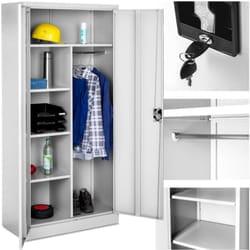 Armadio portadocumenti a 6 scomparti e asta appendiabiti - Armadio a 2 ante, armadio ripostiglio, armadio ufficio - 80 cm
