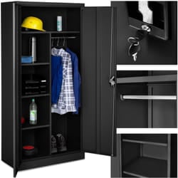 Armadio portadocumenti a 6 scomparti e asta appendiabiti - Armadio a 2 ante, armadio ripostiglio, armadio ufficio - 80 cm