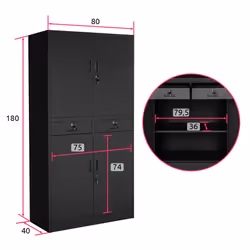 TecTake 404392 schedario e accessori Acciaio Nero - Vista aggiuntiva 6