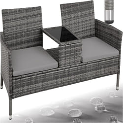 Tectake - panca da giardino in polyrattan con tavolino - panchina da esterno, panca giardino, panchina per esterno