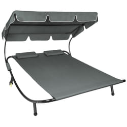TecTake 404868 sedia a sdraio Nero, Grigio Acciaio