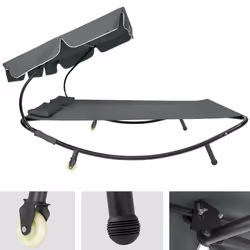 TecTake 404868 sedia a sdraio Nero, Grigio Acciaio