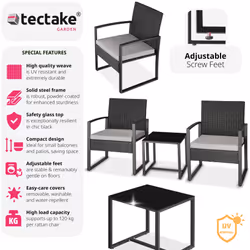 TecTake 404994 set mobili da esterno Nero, Grigio
