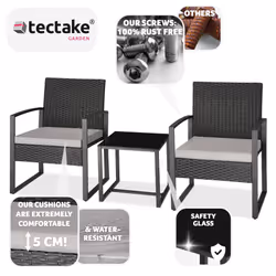 TecTake 404994 set mobili da esterno Nero, Grigio