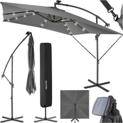 Ombrellone Sunna con LED ad energia solare con manovella 2,5 x 2,5 m - Ombrellone sospeso, ombrelloni da giardino, ombrellone da giardino