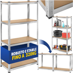 Tectake - Scaffalatura per grandi carichi - scaffali metallici, scaffalature metalliche, scaffali in metallo - 160 x 80 x 40 cm, 320 kg