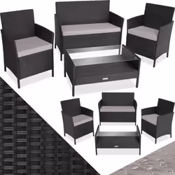 Chic, robusto e facile da curare: il set da giardino in rattan di tectake combina grande comfort ed elevata funzionalità. Le ...