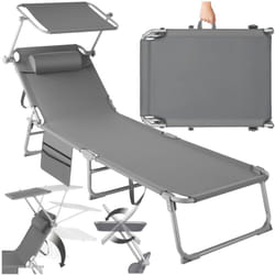 Tectake - Sdraio Chloé 4 posizioni, cuscino poggiatesta e tasca - Sdraio da giardino, sdraio mare, sedia sdraio relax