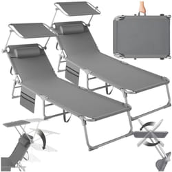 Set di 2 sdraio Chloé 4 posizioni con cuscino poggiatesta - Sdraio da giardino, sdraio mare, sedia sdraio relax