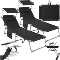 Set di 2 sdraio Chloé 4 posizioni con cuscino poggiatesta - Sdraio da giardino, sdraio mare, sedia sdraio relax