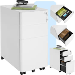 Tectake - Armadietto per pratiche con rotelle Parvus, 2 cassetti, 1 porta fascicoli - Armadi per ufficio, armadio da ufficio, armadio per cartelle