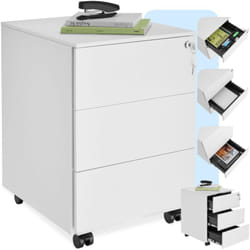 Tectake - Armadietto per pratiche con rotelle Magna con 3 cassetti con serratura - Armadi per ufficio, armadio da ufficio, armadio per cartelle