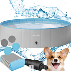 Tectake - Piscina per cani Nele, pieghevole, con attacco per tubo - Piscina per cani, piscina da giardino per cani, installazione - 120 cm