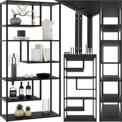 Scaffale a colonna Venda con 6 scomparti, estetica industriale, 85x35x188 cm - scaffali metallici, libreria, scaffale portaoggetti