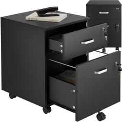 Tectake - Cassettiera con ruote Vagur, 2 cassetti con serratura - Schedario, armadio per ufficio, armadio a rotelle