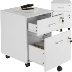 Tectake - Cassettiera con ruote Vagur, 2 cassetti con serratura - Schedario, armadio per ufficio, armadio a rotelle