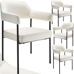 Tectake - Poltrona Doé, imbottita, gambe in acciaio - sedie cucina, sedia sala da pranzo, sedie per sala da pranzo - Set di 4