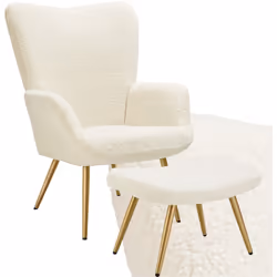 Porta un tocco di comfort scandinavo nel tuo soggiorno con la poltrona design Hygge con poggiapiedi in tessuto di tectake! Qu ...