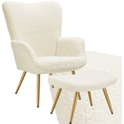 Tectake - Poltrona Hygge imbottita, ergonomica, carico massimo 150 kg - Poltrone da tv, poltrona relax, poltrona - Con pouf