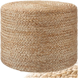Tectake - Pouf Banno cilindrico fatto a mano in juta rotondo, stile boho - pouf, poggiapiedi, sgabello