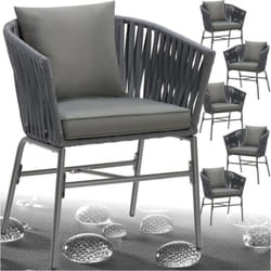 Set di sedie Valeiras con Design a corda,densi cuscini,60x61x77cm - sedia da giardino, sedia da balcone, sedia da terrazza - Set di 6