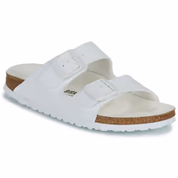 Sandali Birkenstock Arizona in pelle bianca, comodi ed eleganti per uso quotidiano.
