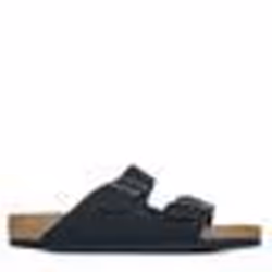 Sandali unisex per adulti Birkenstock Arizona Vegan Normale in materiale sintetico blu navy, leggeri e confortevoli.